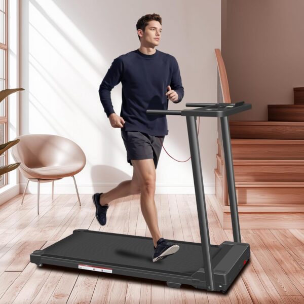 Walking Pad Treadmill with Handle Bar, Small Treadmills for Small Spaces, 3.0HP Folding Walking Pad with 300 lbs Capacity, Cup Holder, LED Display and 12 Preset Programs