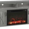 YESHOMY Fireplace TV Stand for Television up to 65+ Inch with Storage and Farmhouse Barn Doors, Entertainment Center with Cabinet and Shelves, Media Console for Living Room, Gray Wash