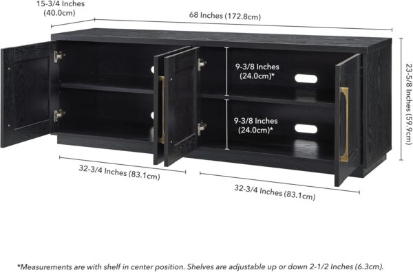 Henn&Hart Tillman Rectangular TV Stand for TV's up to 80" in Black Grain