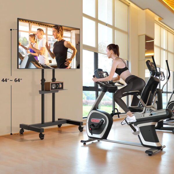 71Ac0CqTeRL._AC_SL1500_.jpg TVON Rolling TV Stand for 32-83 inch Flat Screen/Curved TVs up to 110 lbs, Height Adjustable Portable TV Stand on Wheels with Metal Laptop Shelf, TV Stands for Living Room, Home and Office Use