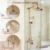 gotonovo Shower Fixture Faucet Set Complete Antique Brass Exposed Pipe Shower System 8 Rain Shower 2 Double Knobs Handle Triple Function Tub Spout Shower Combo Unit Set