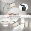 Black Arc Floor Lamps for Living Room,Modern Standing Lamp with Adjustable Drum Lampshade Tall Pole Lamp with Foot Switch Over Couch Arched Floor Light for Reading Bedroom 8W LED Bulb Included