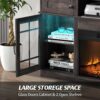 71AmDZYRT9L._AC_SL1500_.jpg Curved Fireplace TV Stand with LED Light for TVs Up to 65", Entertainment Center with 23" Electric Fireplace, TV Stand with Glass Door Storage Cabinets & Open Shelves for Living Room, Black