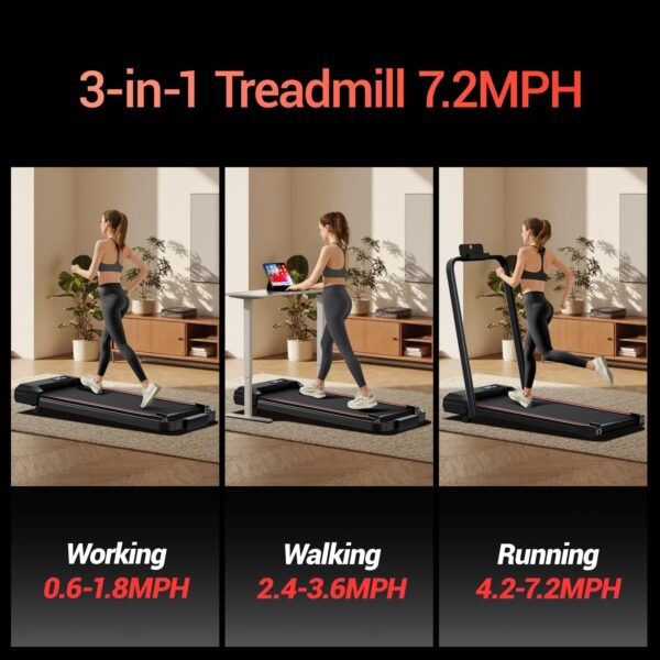 Incline Walking Pad Treadmill for Home and Office, Treadmill with Incline, Under Desk Treadmills with 2.5 HP Quiet Brushless, 265 LBS Capacity