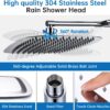 G-Promise All Metal 14 Inch Rain Shower Head with 16 Inch Adjustable Extension Arm | High Pressure Rainfall Showerhead | Luxury Modern Look Rectangular Large Waterfall Showerhead (Chrome)