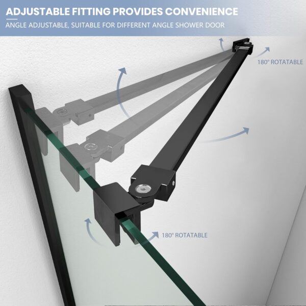Shower Door Support Bar, 15.74 Inch (400mm) Long Stainleess Steel Rod to Fix Glass Door to Wall, for 1/4"(6mm), 5/16"(8mm), 3/8"(10mm) Frameless Glass Panel, Matte Black