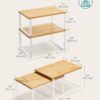 SONGMICS Cabinet Organizer Shelf, Set of 2 Kitchen Counter Shelves, Kitchen Storage, Spice Rack, Stackable, Expandable, Metal and Engineered Wood, Cloud White and Natural Beige UKCS02NW