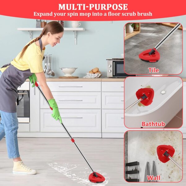 2 Pack Scrubber Mop Head for O-Ceda EasyWring 1-Tank System, Spin Mop Scrub Brush Head Replacement, Shower Floor Scrubber, Hard Bristle Cleaning Brush for Bathroom Kitchen Tile and Hard Floor