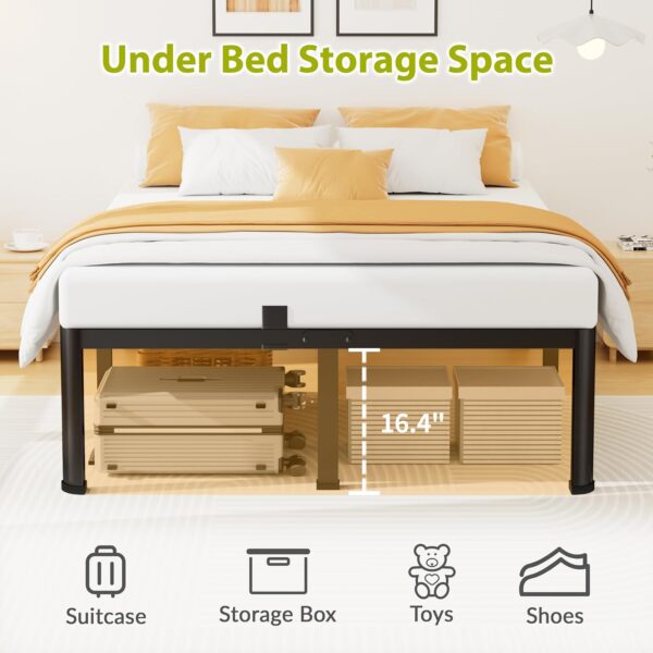 18 Inch Queen Size Metal Platform Bed Frame with Round Corners, Storage Space Under High Bed Frame-Heavy Duty Steel Slats Support, Noise Free - Easy Assembly - No Box Spring Needed