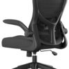 Hbada Office Chair Ergonomic Desk Chair, Office Chairs with PU Silent Wheels, Breathable Mesh Computer Chair with Adjustable Lumbar Support, Flip-up Armrests, Tilt Function, Black