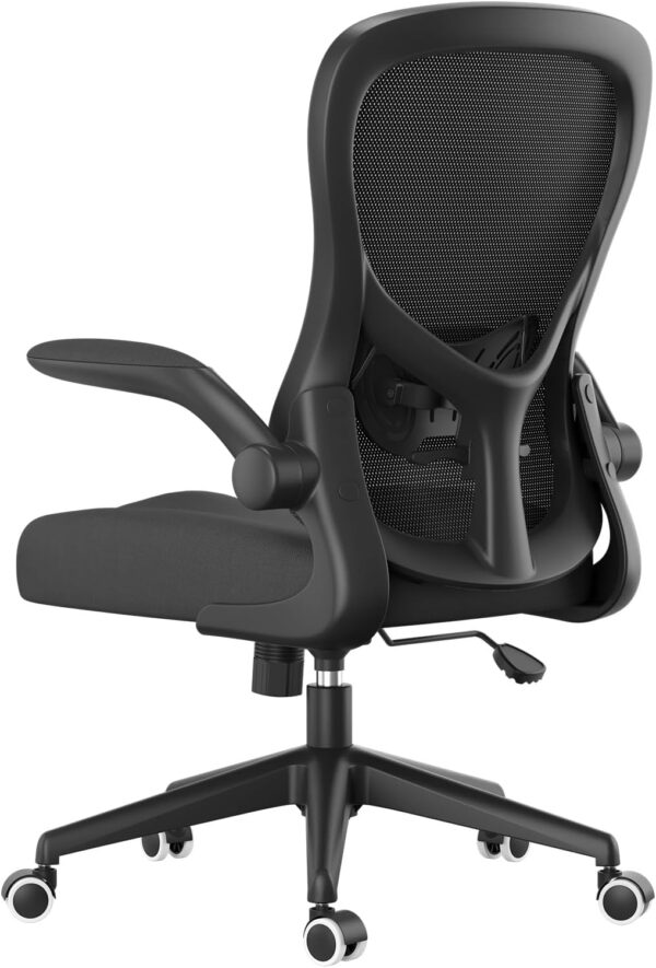 Hbada Office Chair Ergonomic Desk Chair, Office Chairs with PU Silent Wheels, Breathable Mesh Computer Chair with Adjustable Lumbar Support, Flip-up Armrests, Tilt Function, Black