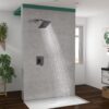 Bathtub Shower Faucet Set,6 Inch Square Shower Trim Kit Single Handle Shower System,Showerhead and Handle Set Male Thread Pressure Balance Valve,Without Tub Spout,Matte Black