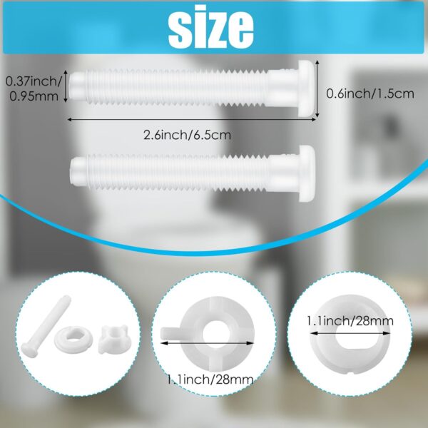 Jetec 2 Pieces Toilet Seat Screws Replacement Kit Plastic Bolts with Plastic Nuts and Washers Parts Kit for Fixing The Top Toilet Seat, White