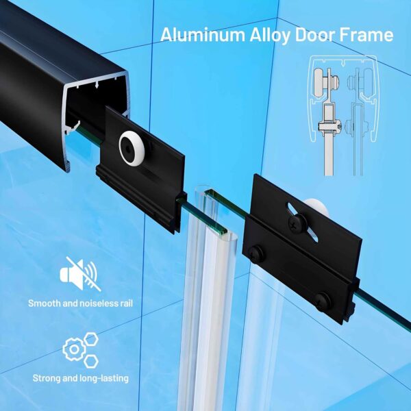 56-60" W x 70" H Double Sliding Shower Door,1/4" Thick Clear SGCC Tempered Glass Shower Door,Shower Glass Door Matte Black Finish