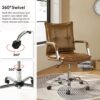 HULALA HOME Faux Leather Home Office Desk Chair, Adjustable Swivel Computer Chair with Sliver Legs and Arms, Comfy Upholstered Task Chair(Camel)