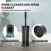 Toilet Brush and Holder 2 Pack, Toilet Bowl Brush with Extra Long Handle, Toilet Scrubber and Covered Holder, Toilet Brushes for Bathroom-Space Saving, Covered Brush, Durable, Deep Cleaning(Black)