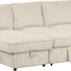 96" Convertible Sleeper Sofa Bed, Pull Out Sectional Sofa with Storage Chaise, Modern L-Shaped Corner Couch with Cup Holders & Pockets for Small Spaces, Apartment, Living Room, Beige