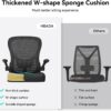 Hbada Office Chair Ergonomic Desk Chair, Office Chairs with PU Silent Wheels, Breathable Mesh Computer Chair with Adjustable Lumbar Support, Flip-up Armrests, Tilt Function, Black