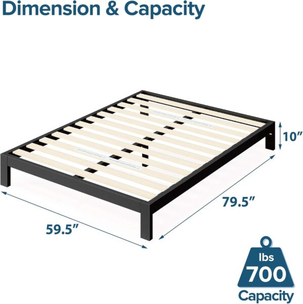 ZINUS Arnav Metal Platform Bed Frame, Wood Slat Support, No Box Spring Needed, Easy Assembly, Black, Queen