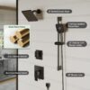 71CH2TzsurL._AC_SL1500_.jpg Black Shower Faucet Set - High Pressure Shower Head and Handheld Shower System, Wall Mounted 6 Inches Rain Shower Head with Slide Bar Shower Fixtures (Valve and Trim Kit Included), Matte Black