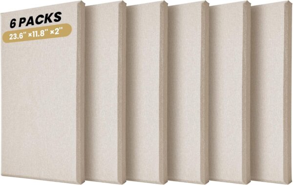 6 PCS Acoustic Panels, Large Soundproof Wall Panels, Professional Fiberglass Sound Absorbing Panels, 23.6x11.8 Inches Sound Proof Foam Panels for Walls, Studio Home Offices