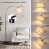 Arc Floor Lamp with Remote, Modern Standing Lamp for Living Room with Stepless Dimmable Bulb, Drum Shade, Foot Switch, Tall Floor Lamp for Farmhouse Bedroom Night Stand (Black)