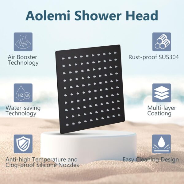 Aolemi Ceiling Mount Shower System with Rainfall Shower Head and Handheld,High Pressure Shower Faucet Set Fixture Combo with 2 in 1 Handheld Spray Rough-in Valve,8 Inch Shower Head Matte Black