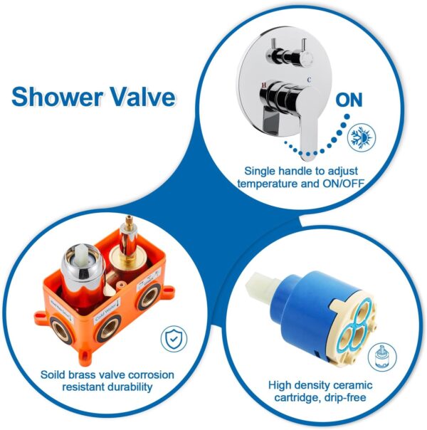Shower System with Tub Spout, 10 inch Rain Shower and Handheld, Shower Faucet Set Complete Rough-in Valve and Trim Kit Included, Chrome