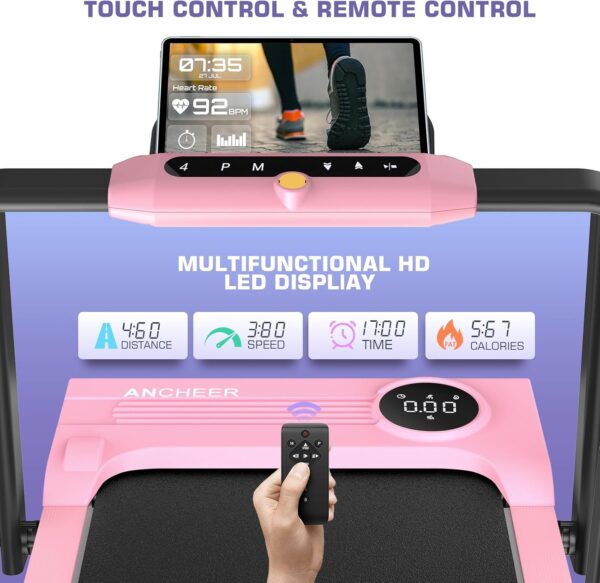 Folding Treadmill with Incline,4 in 1 Foldable Walking Pad with Handle Bar,Under Desk Treadmill for Home Office,Walking Pad 300LBS Weight Capacity/Dual Control/LED Display