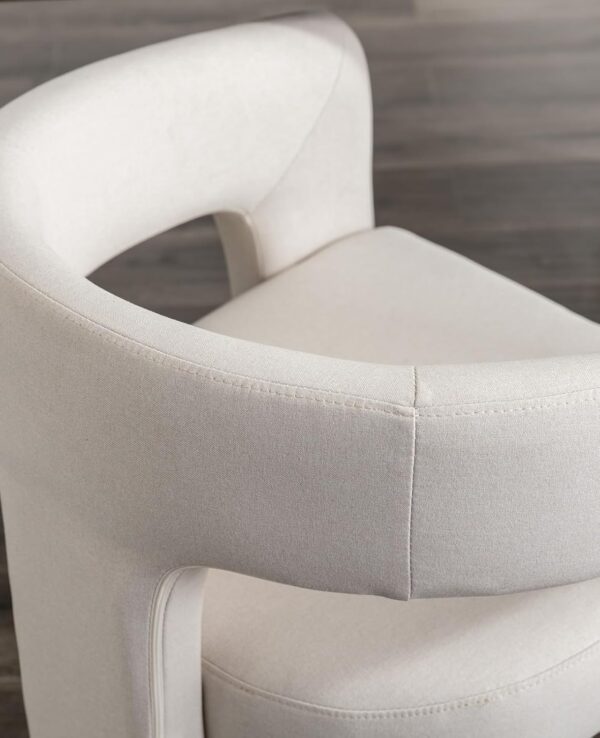 Modern Barrel Dining Chairs Set of 4, Upholstered Accent Kitchen Chair with Arms Comfy Linen Fabric Side Chair for Living Room/Home Office/Reception, Linen Cream