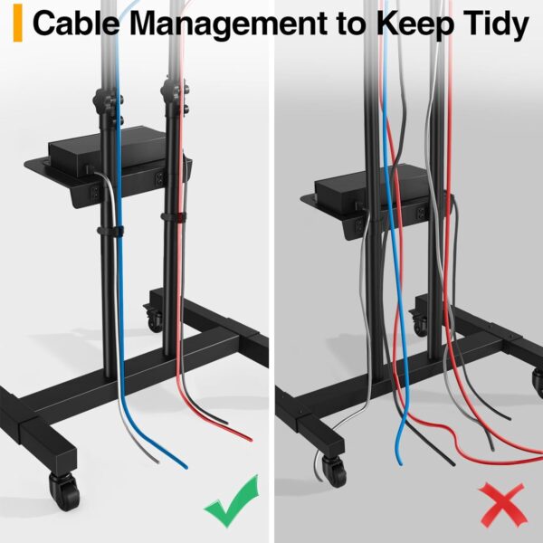 71D8bmdAZlL._AC_SL1500_.jpg TVON Rolling TV Stand for 32-83 inch Flat Screen/Curved TVs up to 110 lbs, Height Adjustable Portable TV Stand on Wheels with Metal Laptop Shelf, TV Stands for Living Room, Home and Office Use
