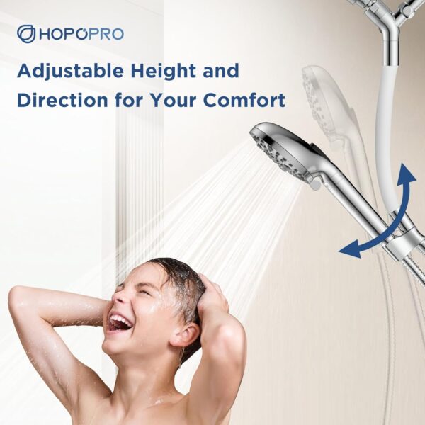 Dual Filtered Handheld Shower Heads Combo, HOPOPRO 15-Mode High Pressure Rainfall Showerheads Combo Set with Filter, for Hard Water, Removes Chlorine, Improves Skin Hair Condition, Chrome