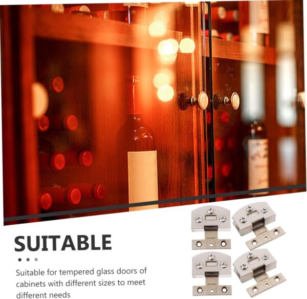 DOITOOL Modern Style No Drilling Glass Door Hinge 4pcs Stainless Steel Easy Install for Shower Doors