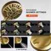 Tub Shower Faucet Combo, Brushed Gold Shower System 10 Patterns Handheld Shower Head with Tub Spout, Shower Trim Kit with Shower Head & Brass Valve