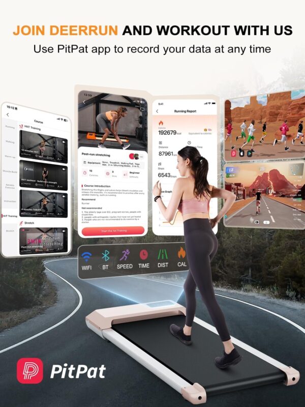 Walking Pad, Under Desk Treadmill, Mini Portable Treadmill with App and Remote Control, 2.2 HP Quiet Walking Jogging Machine for Office Home Use, 250 Lbs Capacity