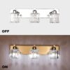 Aipsun Crystal Vanity Light Fixtures Modern Vanity Light for Bathroom Crystal Bathroom Lighting Fixture Wall Light Over Mirror 3 Lights(Not Include Bulb)