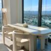 Modern Barrel Dining Chairs Set of 4, Upholstered Accent Kitchen Chair with Arms Comfy Linen Fabric Side Chair for Living Room/Home Office/Reception, Linen Cream