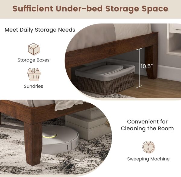Giantex 14 Inch Queen Wood Platform Bed Frame, Minimalist Style Mattress Foundation with Solid Rubber Wood, Heavy Duty Wood Slat Support, Without Headboard, Easy Assembly, No Box Spring Needed, Walnut