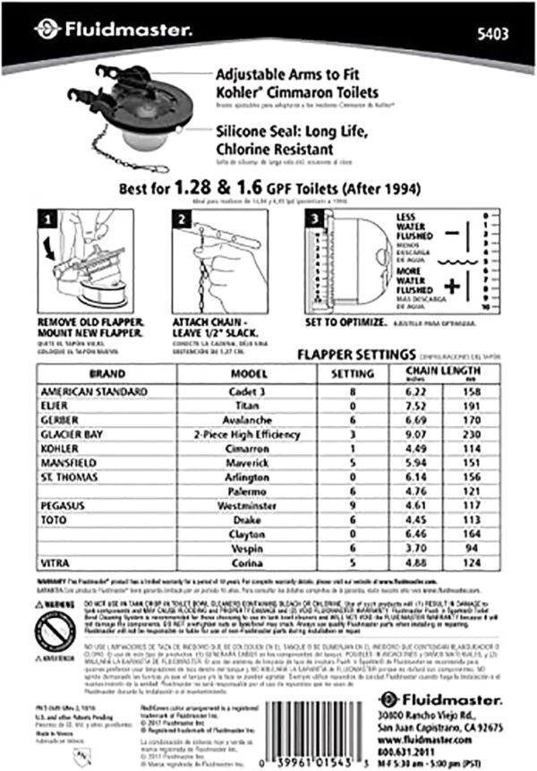 Fluidmaster 5403 3-Inch Water Saving Long Life Toilet Flapper