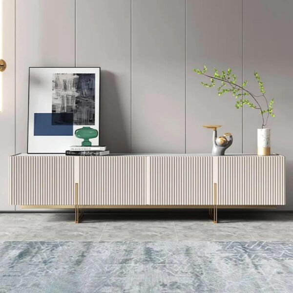 homary Modern TV Stand for TVs Up to 85", Long Entertainment Center with Storage Cabinets TV Console Table for Living Room, Bedroom (Off White, 86.6" W x 15.7" D x 23.6" H)