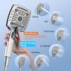 ELLO&ALLO Shower Faucet Set Mixing Valve and Trim Kit Brushed Nickel, Rainfall Waterfall Shower Head with Handheld Combo