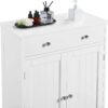 Yaheetech Free Standing Bathroom Cabinet with 1 Drawer 2 Doors and Adjustable Shelf, Wooden Entryway Storage Cabinet, 11.8D x 23.6W x 31.5H in, White