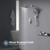 ELLO&ALLO Shower Faucet Set Mixing Valve and Trim Kit Brushed Nickel, Rainfall Waterfall Shower Head with Handheld Combo