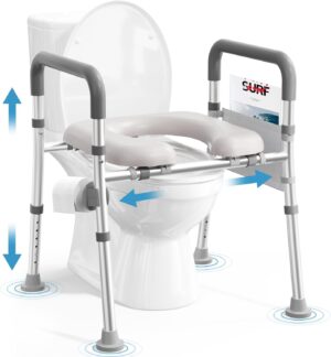 Toilet Seat Riser for Seniors, FSA HSA Eligible Raised Toilet Seat with Handles, Adjustable Height & Width, 400lb Handicap Elevated Toilet Seat, Fit Any Toilet