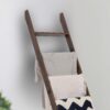 Blanket Ladder for Living Room and Bedroom, 5ft 8 inch, 6-Tier Wall Leaning Laminate Snag Free Construction (Rustic Hickory) Rustic Decorative Farmhouse Blanket Storage, Quilt Rack, Ladder Shelf