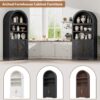 Arched Bookshelf Bookcase China Pantry Storage Cabinet with Doors and Shelves,Kitchen Pantry Cabinet,71“ Tall Food Pantry Furniture for Living Room, Dining Room (Black)