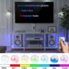 White TV Stand with Power Outlets, Led Light, Mount for 32-70 Inch TV, Entertainment Center with Open Storage Shelf for Bedroom/Living Room/Office