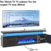 70" tv Stand w/ 36" Fireplace Up to 80" TVs,High Gloss LED Fireplace TV Stand Entertainment Center for 70/75+/80 inch TV, Modern Media TV Console Cabinet for Living Room,Black
