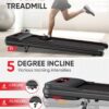 WELLFIT 10% Incline Treadmills for Home, Under Desk Walking Pad 330+lbs Weight Capacity, Foldable Treadmill for Small Space Apartment, Portable Easy to Move Upright Place, Long Stride, Space Saver