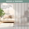JUBEST Glass Barn Door 30in x 84in, Reeded Glass Carbon Steel Pre-Drilled Frame Sliding Barn Door Panel with 5FT Hardware Kit and Soft Close